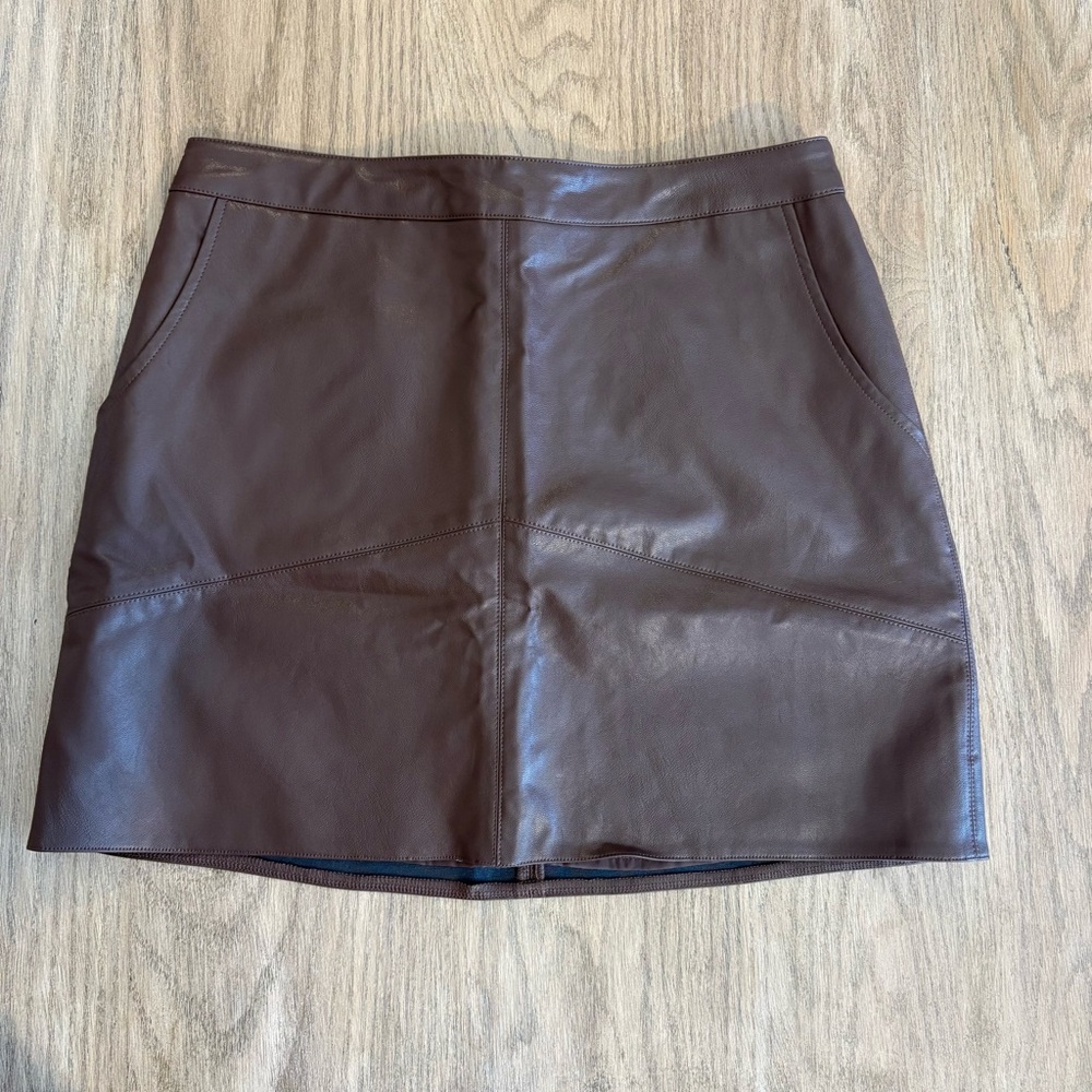 NWT Francesca's Collections Brown Leather Mini Skirt